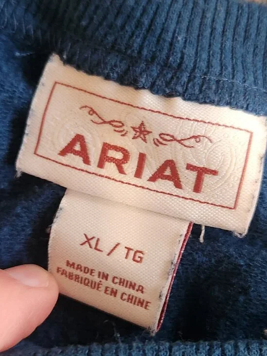 Ariat Graphic Sweatshirt XL Blue Paradise Ranch Western Crewneck Pullover - Picture 3 of 3